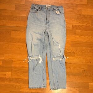 Abercrombie & Fitch Curve Love Light Wash Distressed Boyfriend Jeans